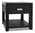 Bronx 24 Rustic End Table with Storage and Shelf - Charcoal Wood