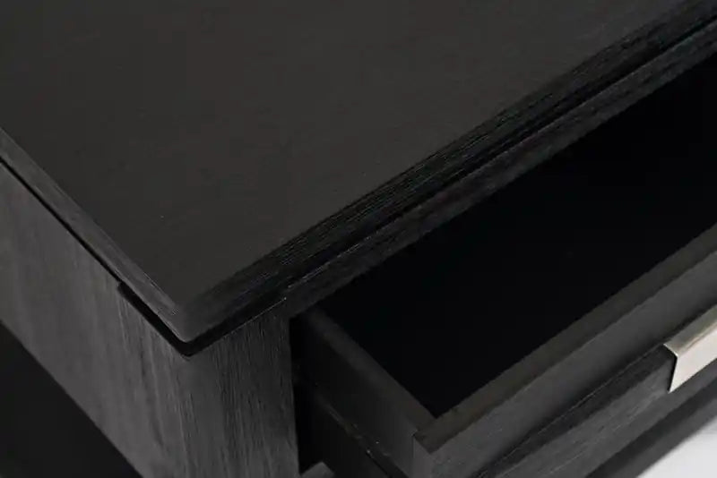Table d'appoint rustique de 24 po avec rangement et étagère - Bois anthracite