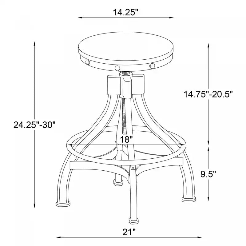 Tabouret de bar marron sans dossier à hauteur réglable