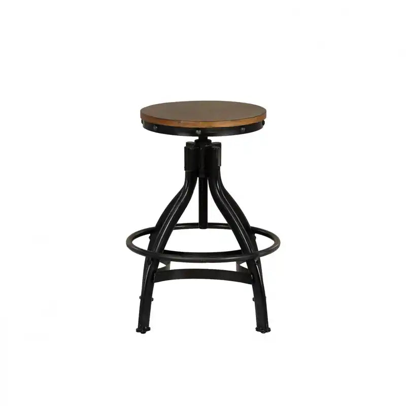 Tabouret de bar marron sans dossier à hauteur réglable