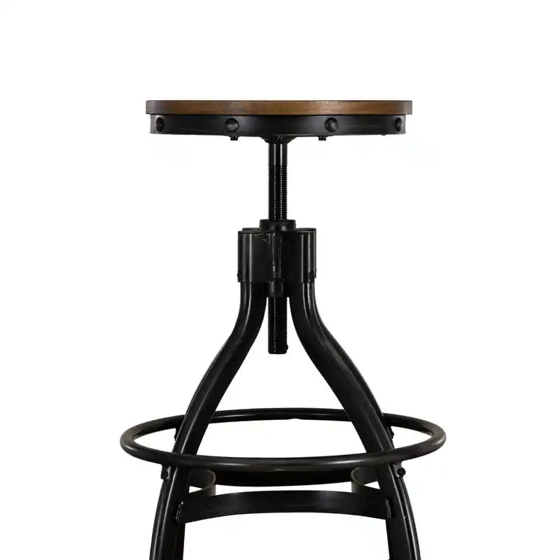 Tabouret de bar marron sans dossier à hauteur réglable