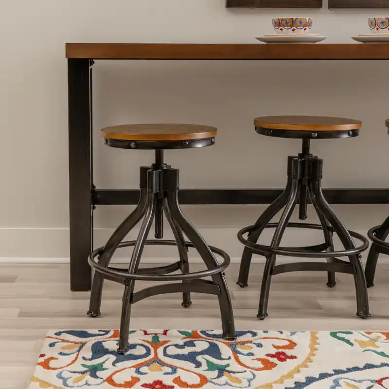 Tabouret de bar marron sans dossier à hauteur réglable