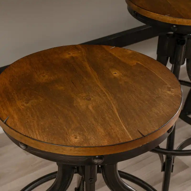 Tabouret de bar marron sans dossier à hauteur réglable