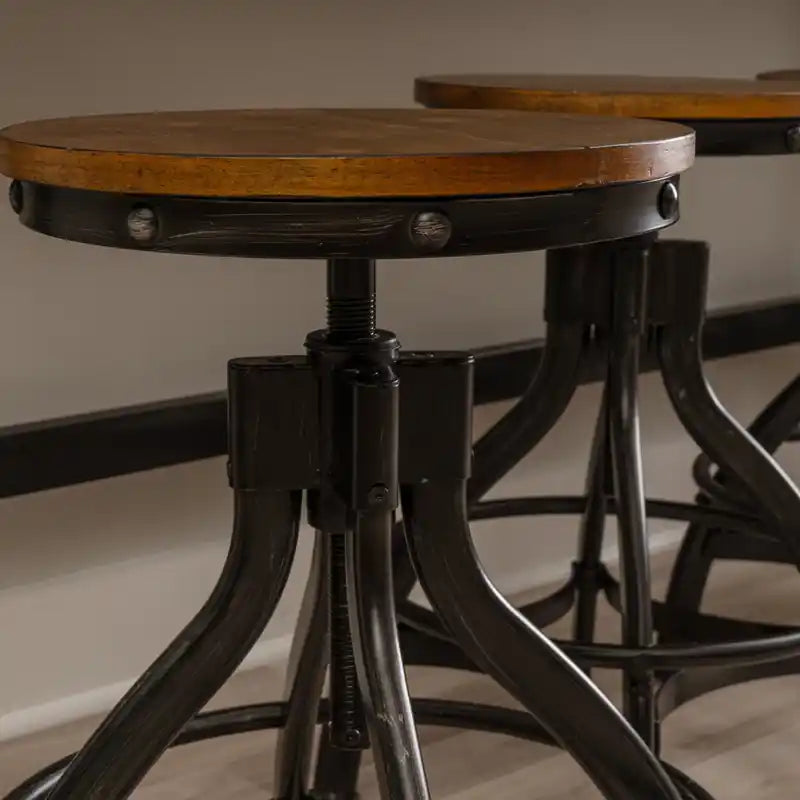 Tabouret de bar marron sans dossier à hauteur réglable