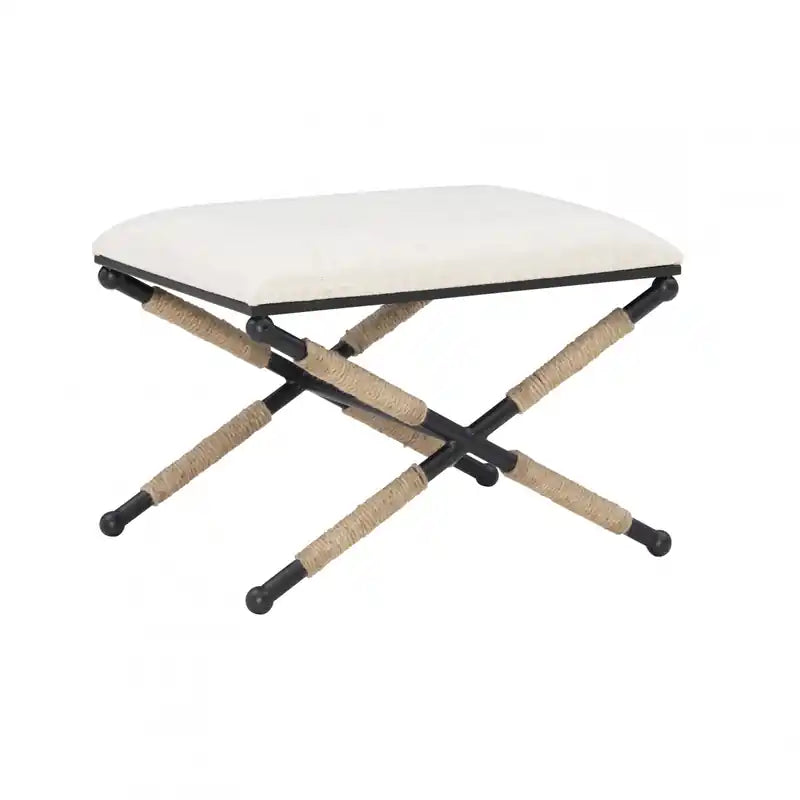 Ashburn Campaign Linen-Look Fabric Ottoman