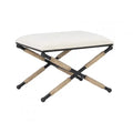 Ashburn Campaign Linen-Look Fabric Ottoman