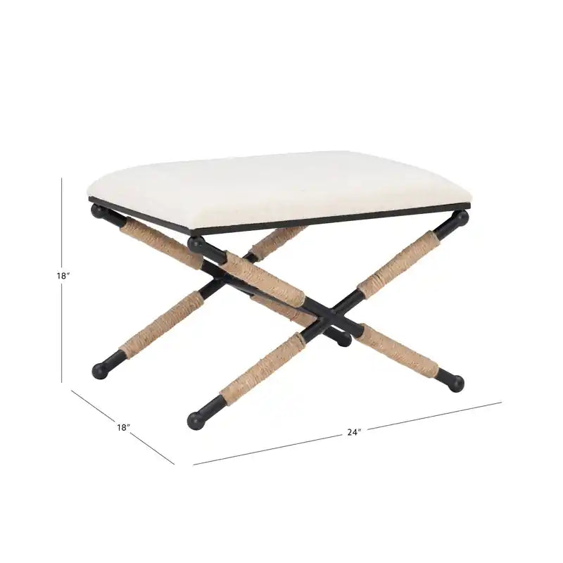 Pouf Ottoman en tissu à l'aspect lin Campaign