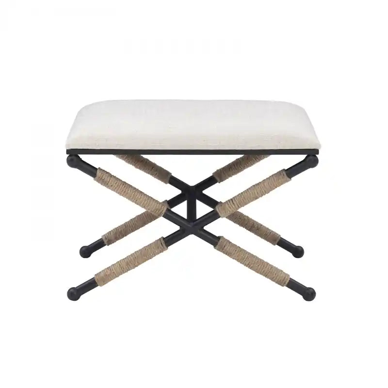 Pouf Ottoman en tissu à l'aspect lin Campaign