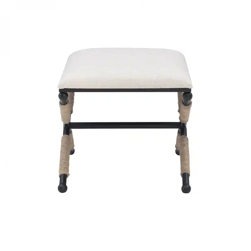 Pouf Ottoman en tissu à l'aspect lin Campaign