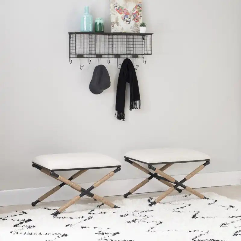 Pouf Ottoman en tissu à l'aspect lin Campaign