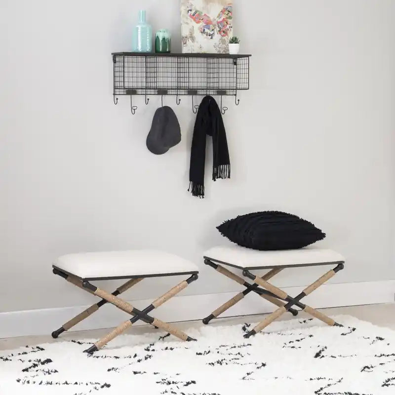 Pouf Ottoman en tissu à l'aspect lin Campaign