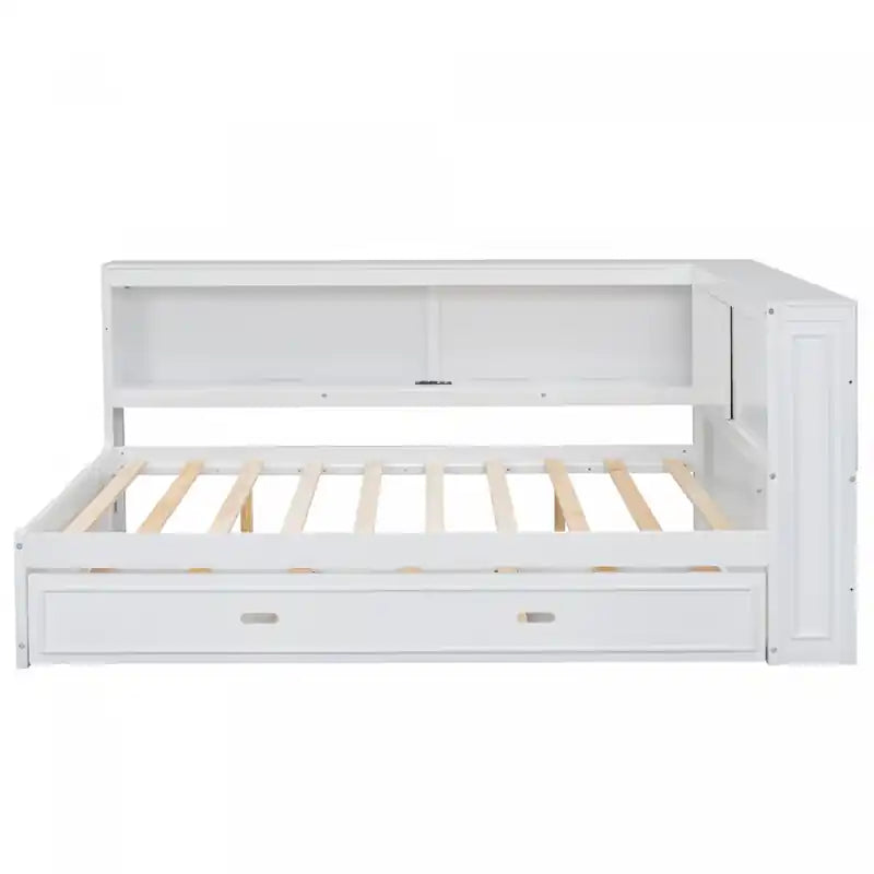 Diana Wood Full Daybed With Storage Shelves, Usb, Led
