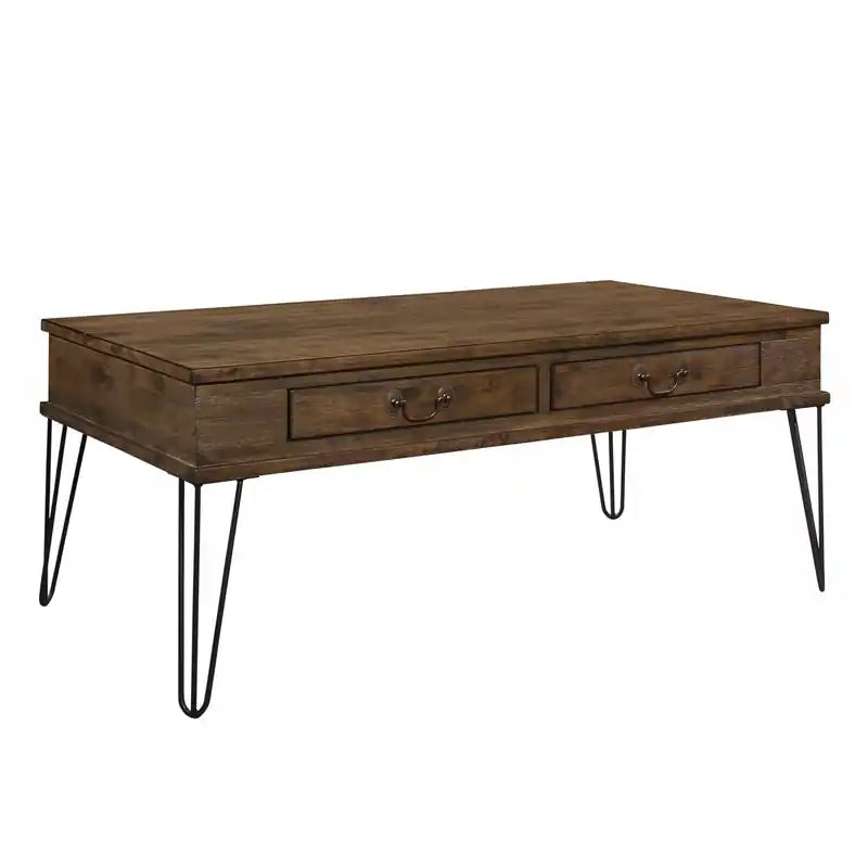 Table basse rectangulaire avec 2 tiroirs, chêne rustique