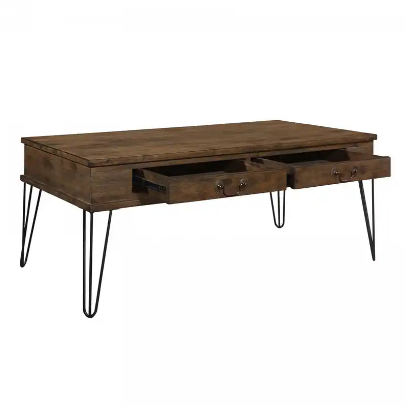 Table basse rectangulaire avec 2 tiroirs, chêne rustique