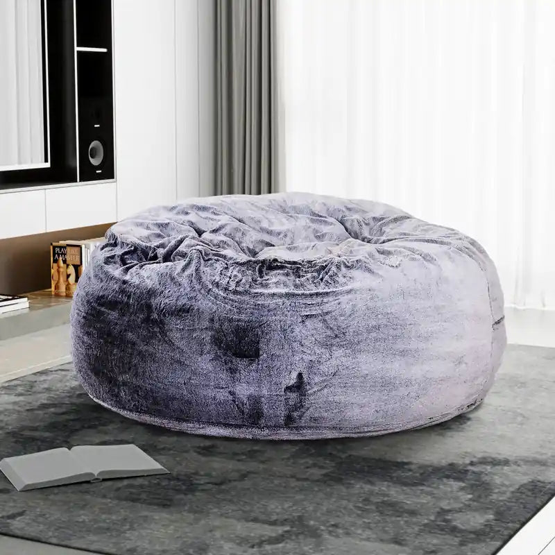 Pouf en mousse haute densité en fausse fourrure