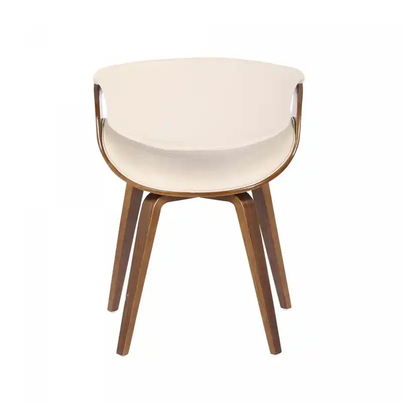 Chaise d'appoint de salle à manger moderne du milieu du siècle en similicuir - Noyer/Crème