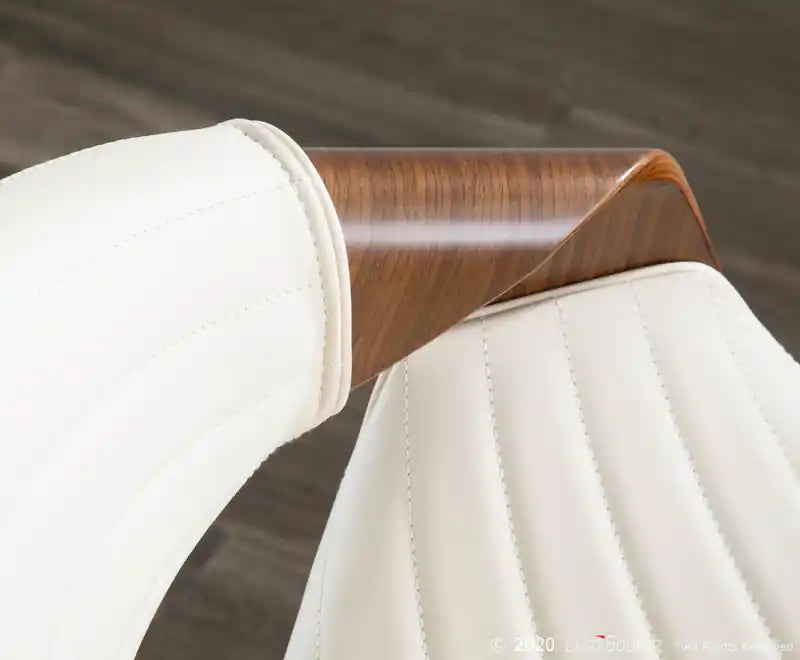 Chaise d'appoint de salle à manger moderne du milieu du siècle en similicuir - Noyer/Crème