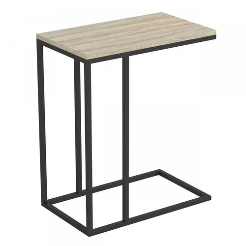 19 C-Shaped End Table With Metal Frame - Dark Taupe