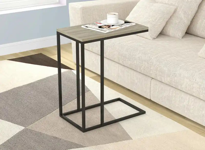Table d'appoint en C avec piètement en métal - Taupe foncé
