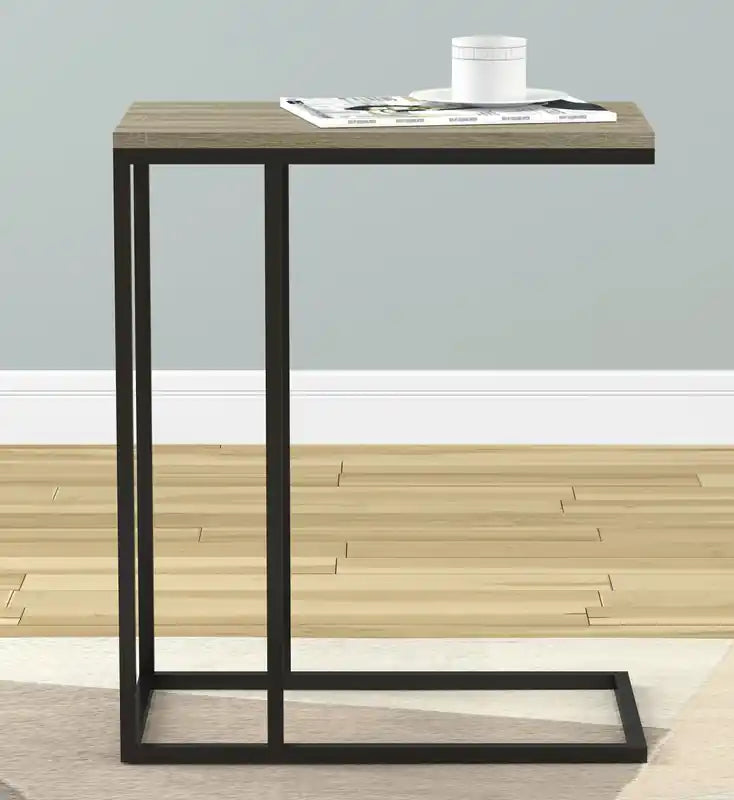 Table d'appoint en C avec piètement en métal - Taupe foncé