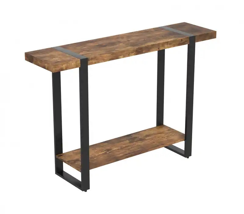 47 Console Table With 1 Shelf - Reclaimed Wood Look With Black Metal
