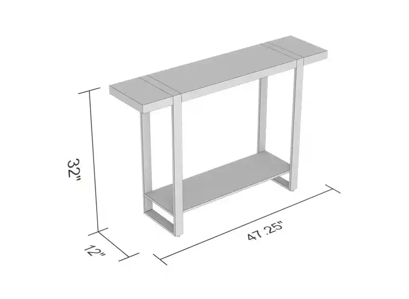 47 Table console avec 1 étagère - Aspect bois recyclé avec métal noir