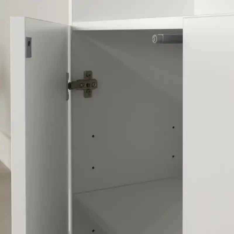 Bibliothèque 4 portes avec rangement ouvert - Blanc pur