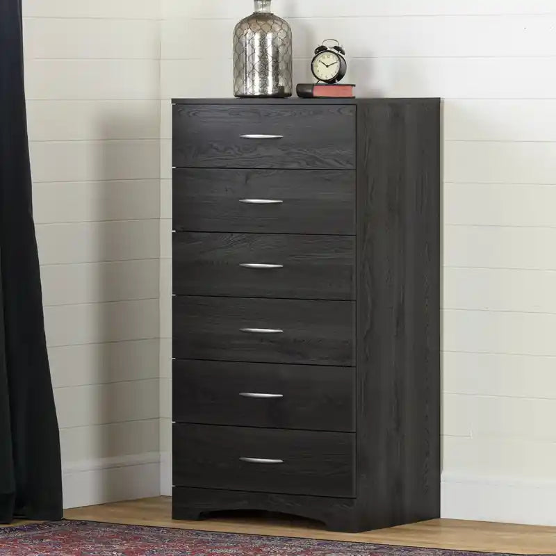 Une commode à 6 tiroirs - Chêne gris