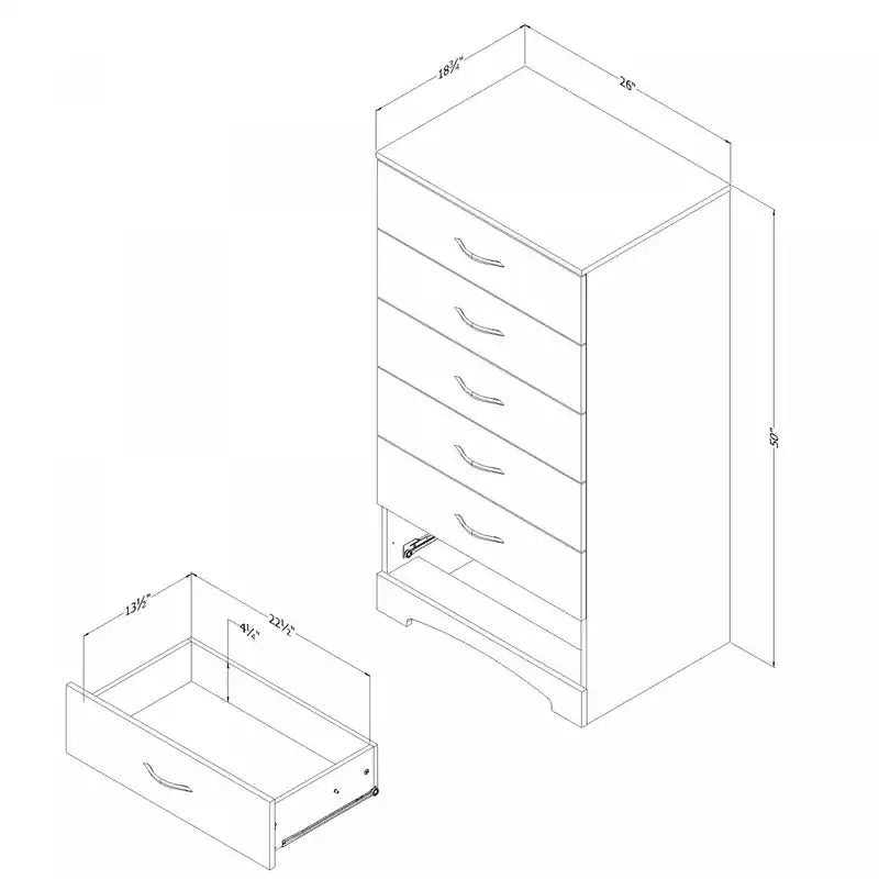 Une commode à 6 tiroirs - Chêne gris