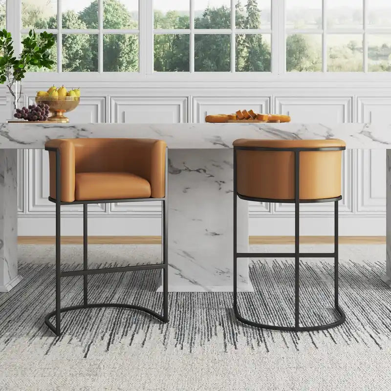 37,8 Tabouret de bar en métal - Camel et noir