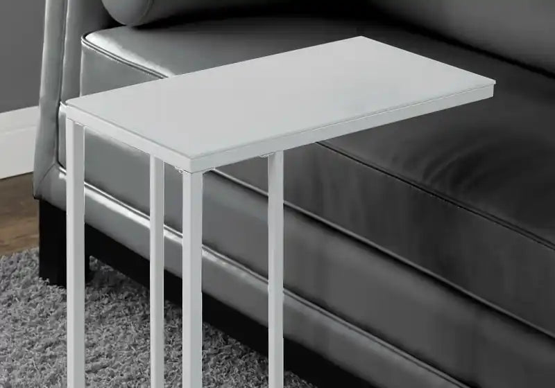 Table d'appoint en métal et verre trempé dépoli