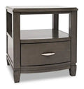 Downtown 24 Modern End Table with Storage and Shelf - Grey Brown Wood