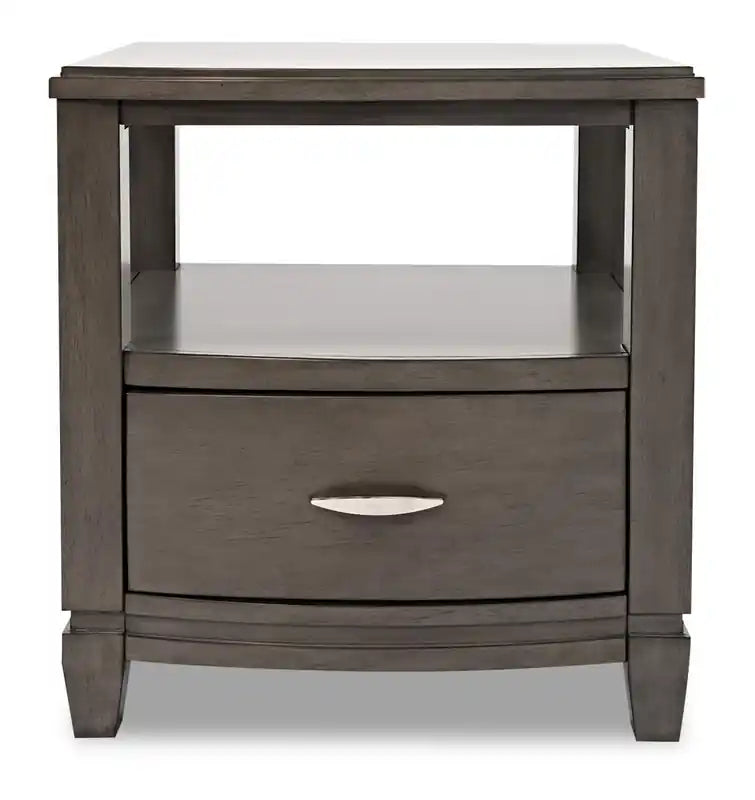 Table d'appoint moderne avec rangement et étagère - Bois gris-brun