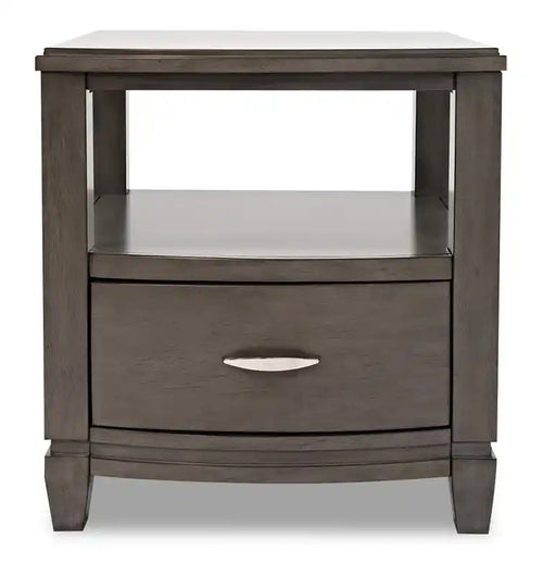 Table d'appoint moderne avec rangement et étagère - Bois gris-brun