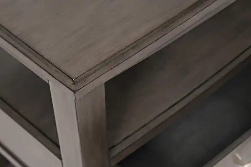 Table d'appoint moderne avec rangement et étagère - Bois gris-brun