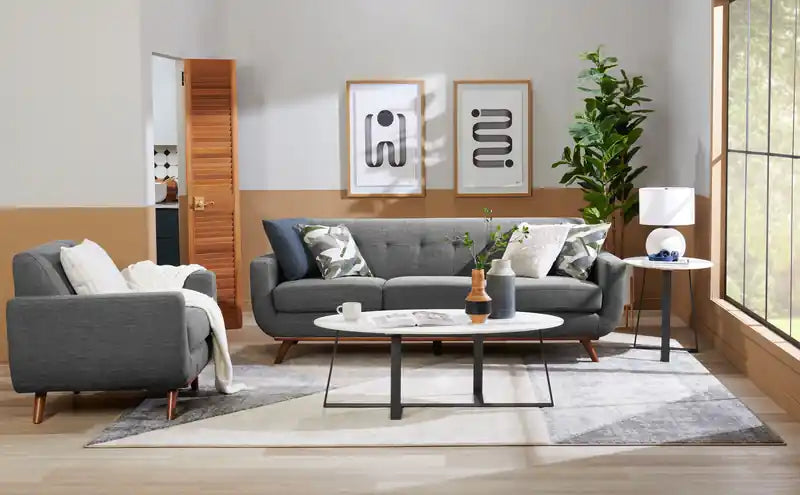 37 Chaise en tissu effet lin avec pieds en bois et coussin de dossier touffeté - Vert avocat