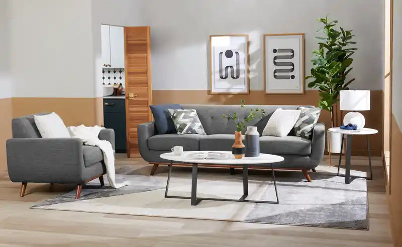 37 Chaise en tissu effet lin avec pieds en bois et coussin de dossier touffeté - Vert avocat