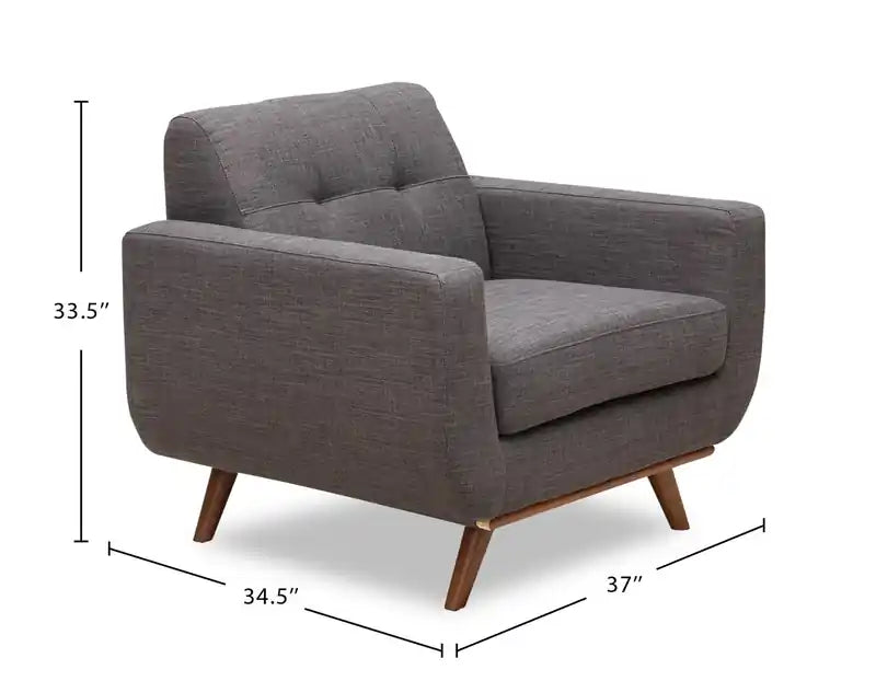 37 Chaise en tissu effet lin avec pieds en bois et coussin de dossier touffeté - Vert avocat