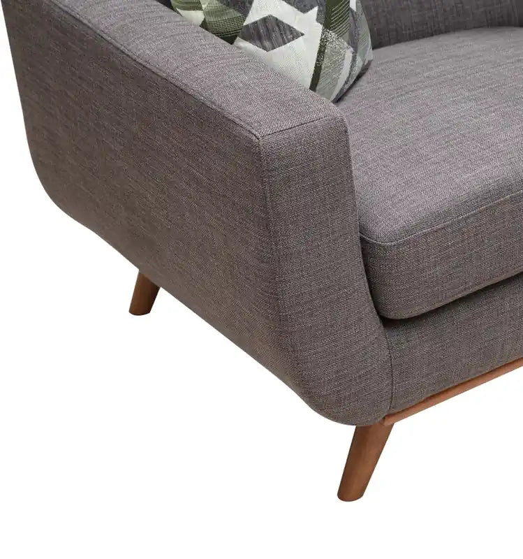 37 Chaise en tissu effet lin avec pieds en bois et coussin de dossier touffeté - Vert avocat