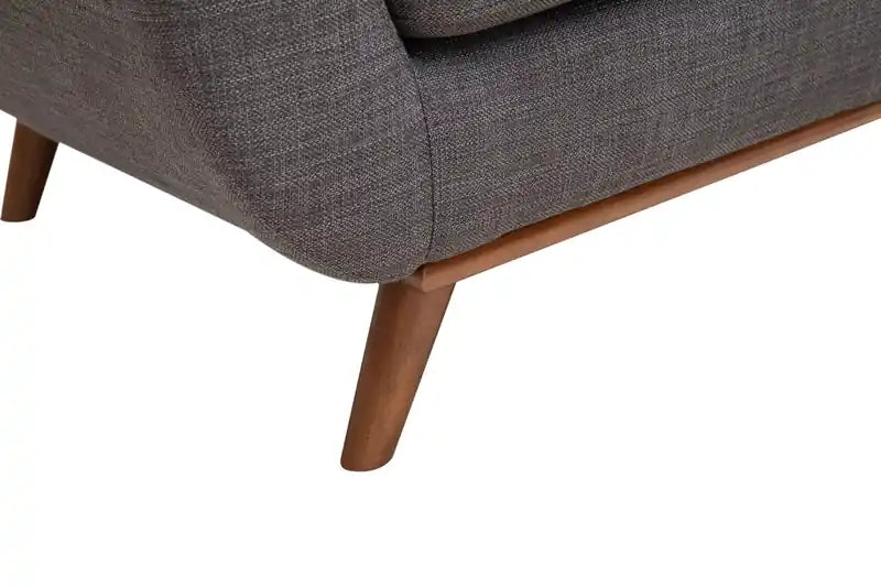 37 Chaise en tissu effet lin avec pieds en bois et coussin de dossier touffeté - Vert avocat