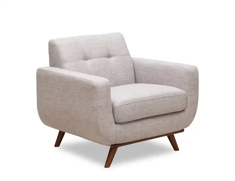37 Chaise en tissu effet lin avec pieds en bois et coussin de dossier touffeté - Vert avocat