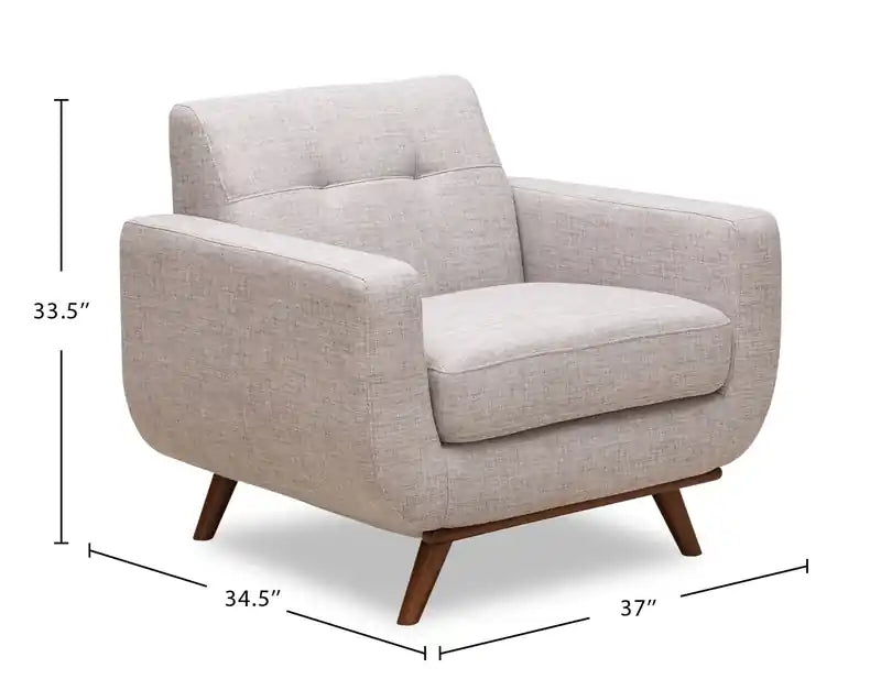 37 Chaise en tissu effet lin avec pieds en bois et coussin de dossier touffeté - Vert avocat
