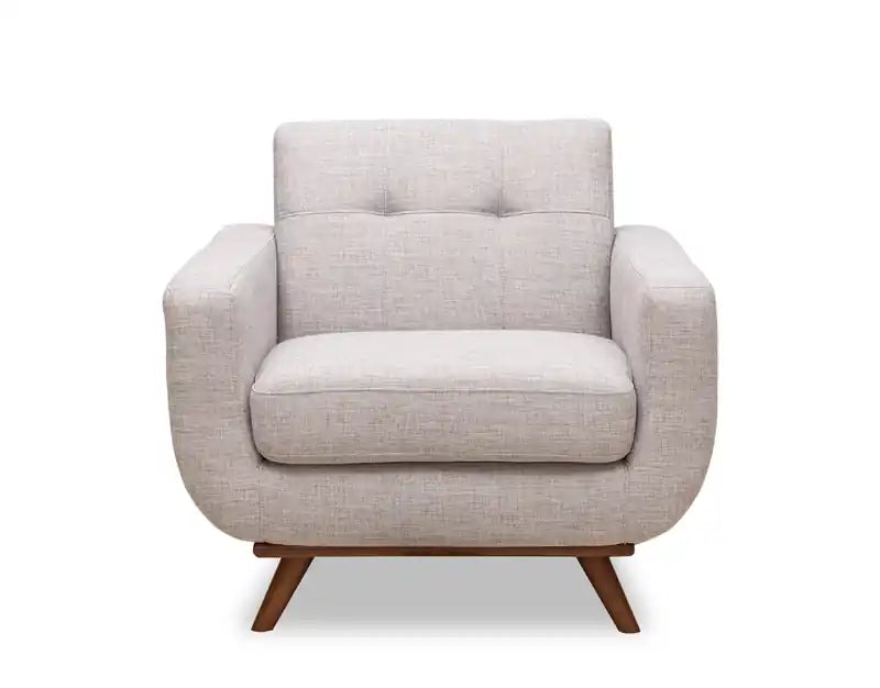 37 Chaise en tissu effet lin avec pieds en bois et coussin de dossier touffeté - Vert avocat