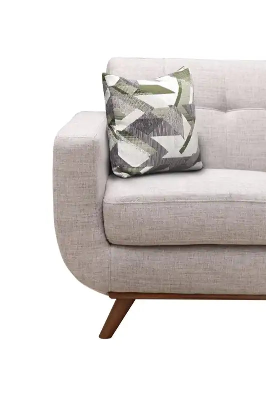 37 Chaise en tissu effet lin avec pieds en bois et coussin de dossier touffeté - Vert avocat