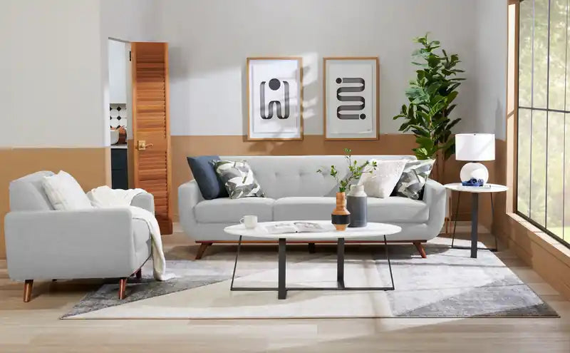 37 Chaise en tissu effet lin avec pieds en bois et coussin de dossier touffeté - Vert avocat