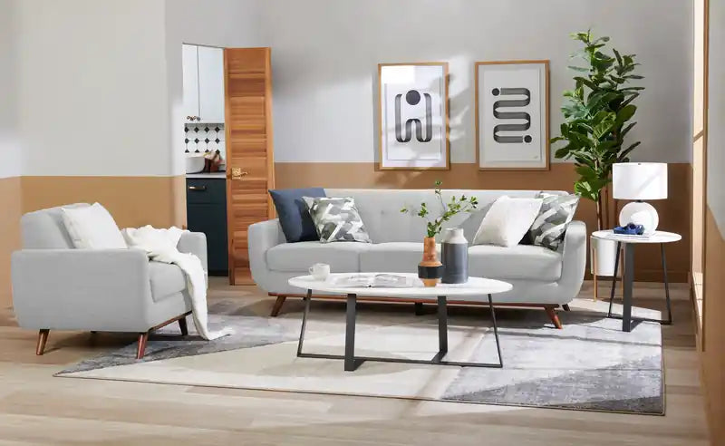 37 Chaise en tissu effet lin avec pieds en bois et coussin de dossier touffeté - Vert avocat