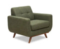 Kort & Co. Freeman 37 Linen-Look Fabric Chair with Wood Legs and Tufted Back Cushion - Avocado Green