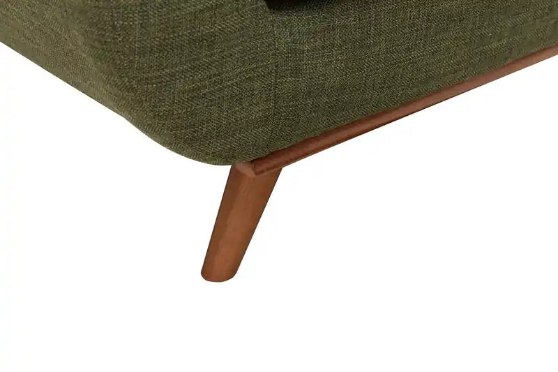 37 Chaise en tissu effet lin avec pieds en bois et coussin de dossier touffeté - Vert avocat