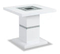 Garbo 26 Glam End Table - White and Silver with Glitter Accents
