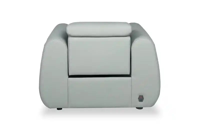 Fauteuil inclinable électrique en cuir véritable avec appui-tête électrique et port USB - Bleu spa